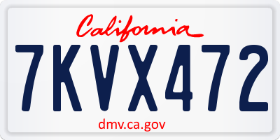 CA license plate 7KVX472