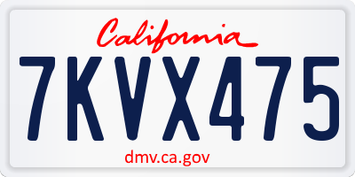 CA license plate 7KVX475