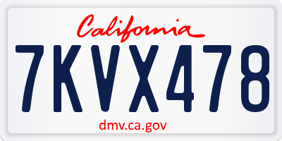CA license plate 7KVX478