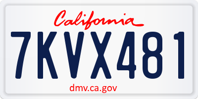 CA license plate 7KVX481