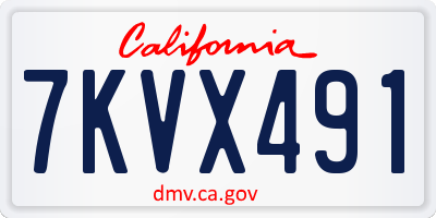 CA license plate 7KVX491
