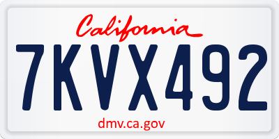 CA license plate 7KVX492