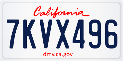 CA license plate 7KVX496