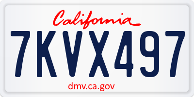 CA license plate 7KVX497