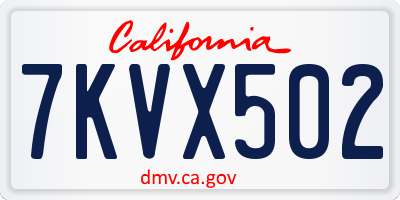 CA license plate 7KVX502