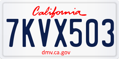 CA license plate 7KVX503