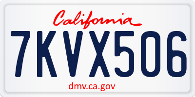 CA license plate 7KVX506