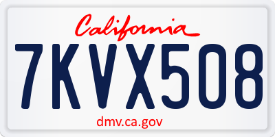 CA license plate 7KVX508