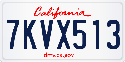 CA license plate 7KVX513