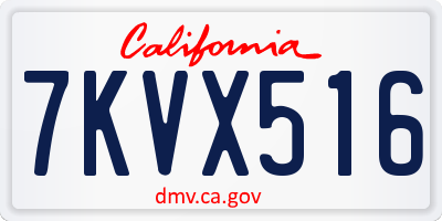 CA license plate 7KVX516
