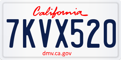 CA license plate 7KVX520