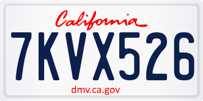 CA license plate 7KVX526