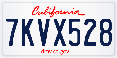 CA license plate 7KVX528