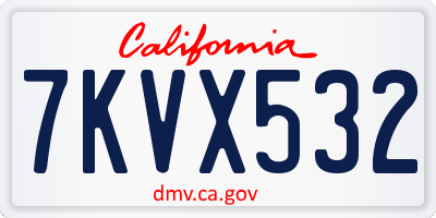 CA license plate 7KVX532