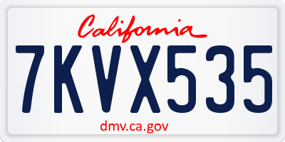 CA license plate 7KVX535