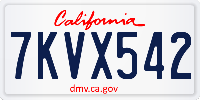 CA license plate 7KVX542