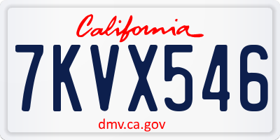 CA license plate 7KVX546