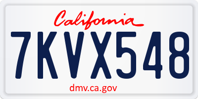 CA license plate 7KVX548