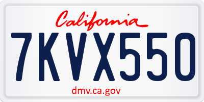 CA license plate 7KVX550
