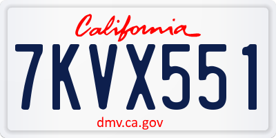 CA license plate 7KVX551