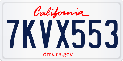 CA license plate 7KVX553