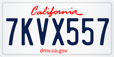 CA license plate 7KVX557