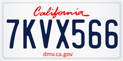 CA license plate 7KVX566