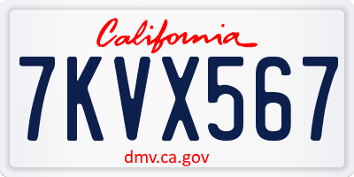 CA license plate 7KVX567