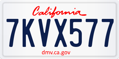 CA license plate 7KVX577