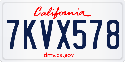 CA license plate 7KVX578