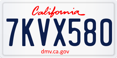 CA license plate 7KVX580