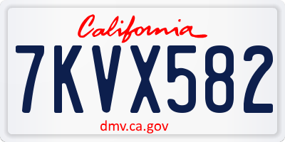 CA license plate 7KVX582