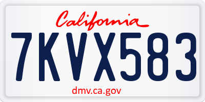CA license plate 7KVX583
