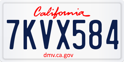 CA license plate 7KVX584