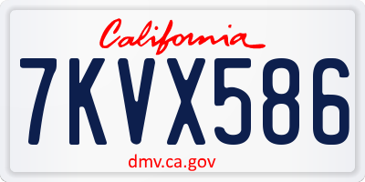 CA license plate 7KVX586
