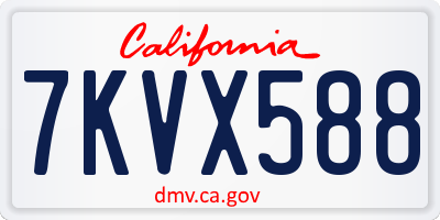 CA license plate 7KVX588