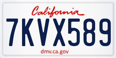 CA license plate 7KVX589
