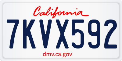 CA license plate 7KVX592