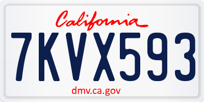 CA license plate 7KVX593