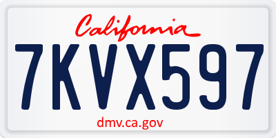 CA license plate 7KVX597