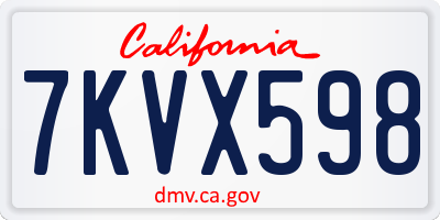 CA license plate 7KVX598