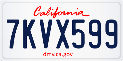 CA license plate 7KVX599