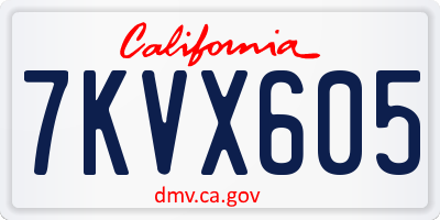 CA license plate 7KVX605