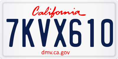CA license plate 7KVX610