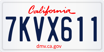 CA license plate 7KVX611