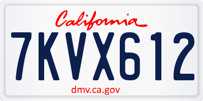 CA license plate 7KVX612