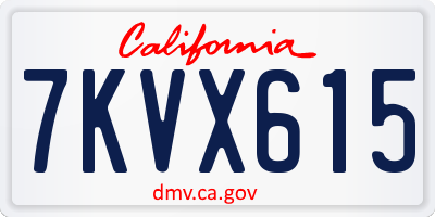 CA license plate 7KVX615