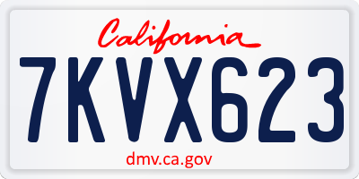 CA license plate 7KVX623