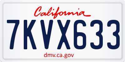 CA license plate 7KVX633