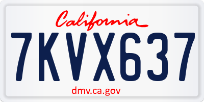 CA license plate 7KVX637